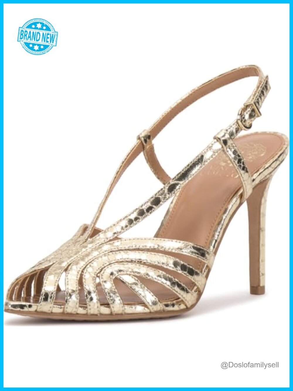 Faux Leather Peep Toe Stiletto Slingback Heeled Sandals Caged Cutout